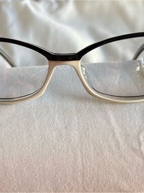 Valentino Black and White Two-Tone Rectangular Glasses